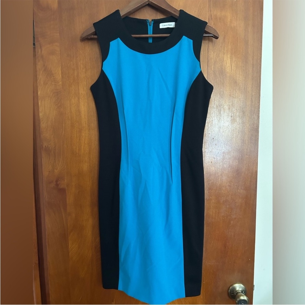 Calvin Klein Blue Black Colorblock Shift, Preloved, Size 6